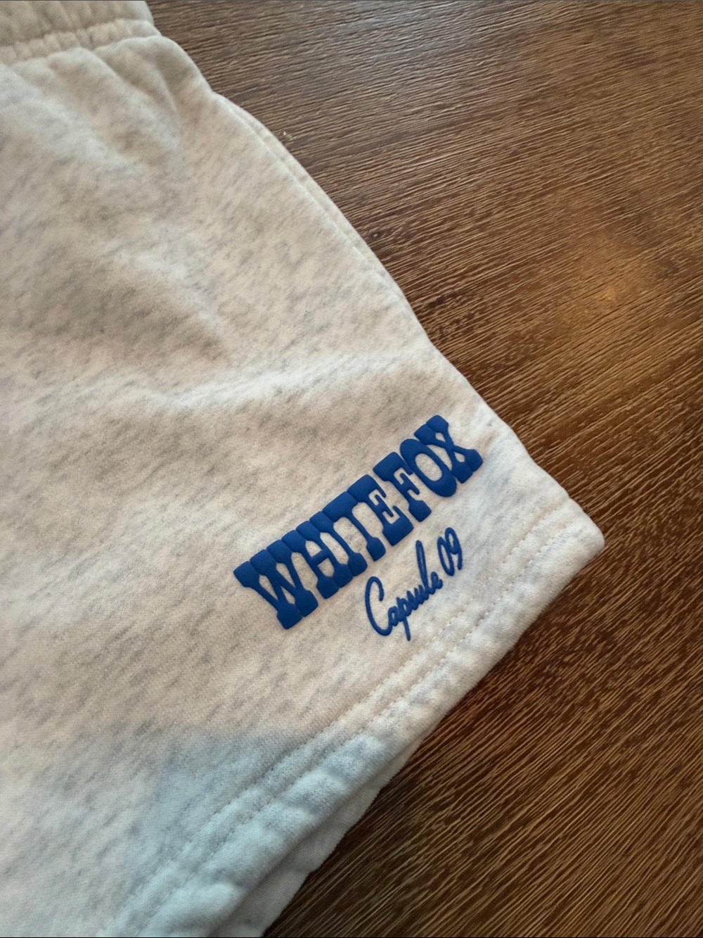 White fox. Gray Athletic Shorts with Blue Logo - Picture 3 of 7